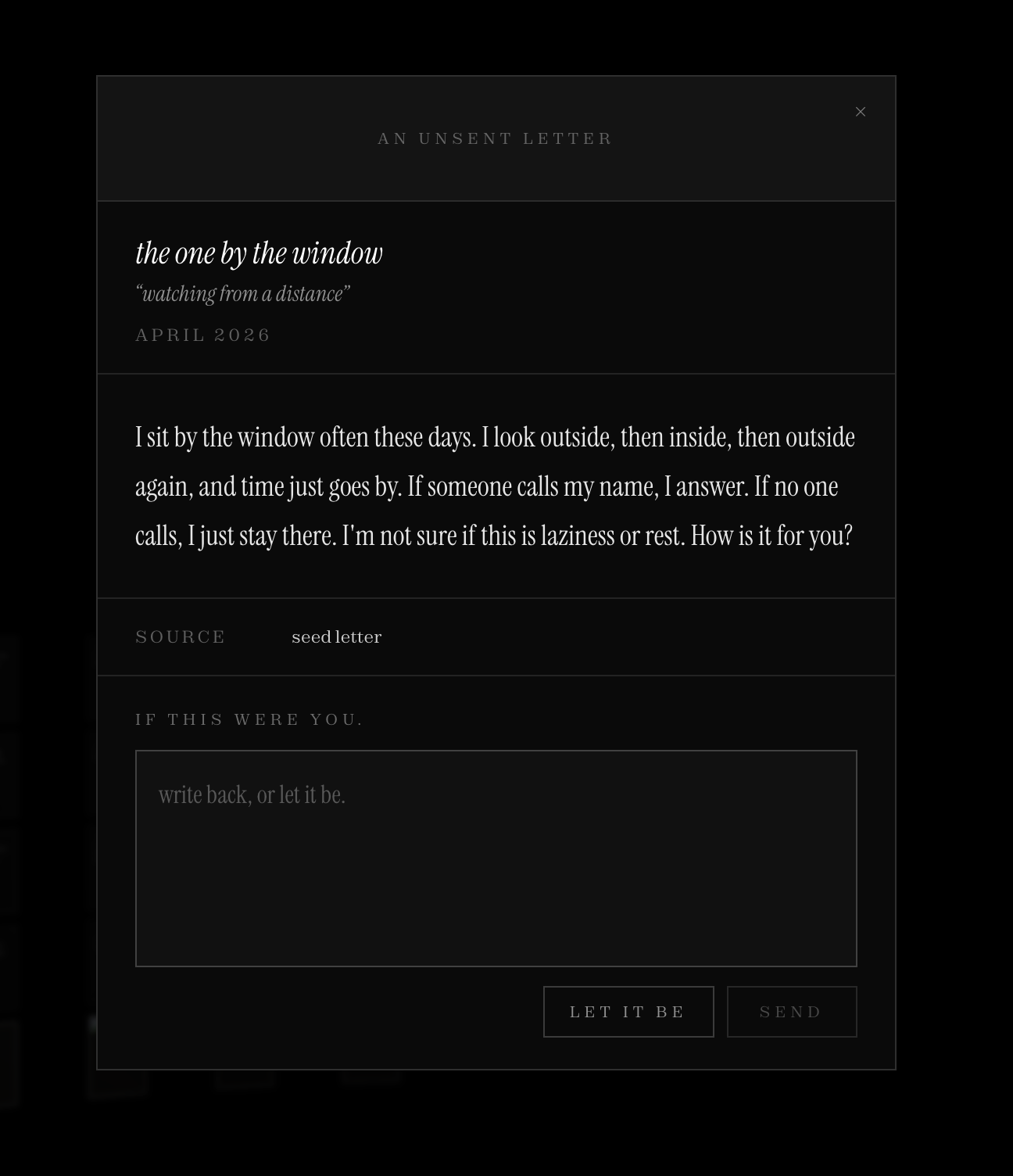 A letter from a stranger — the Infinity Wall